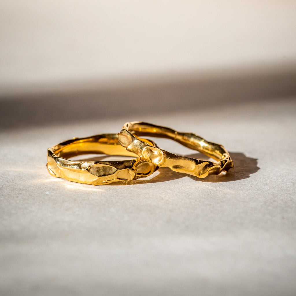 Ethically handcrafted 18ct Fairtrade gold wedding bands 