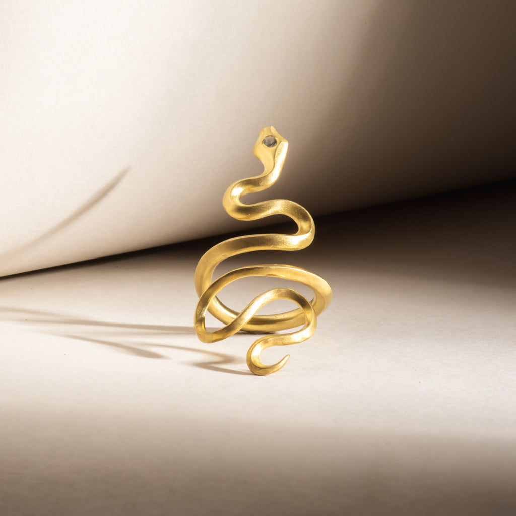 Gold diamond snake ring