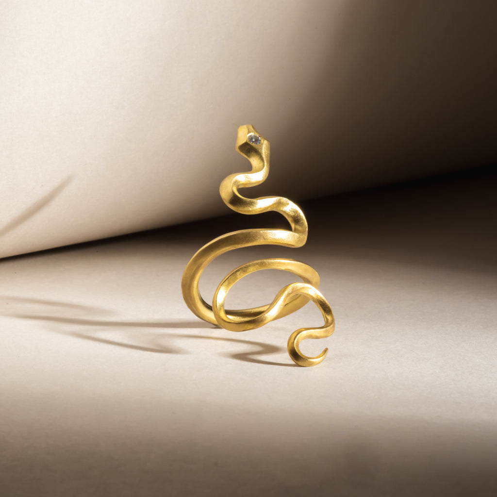 Large yellow gold snake ring