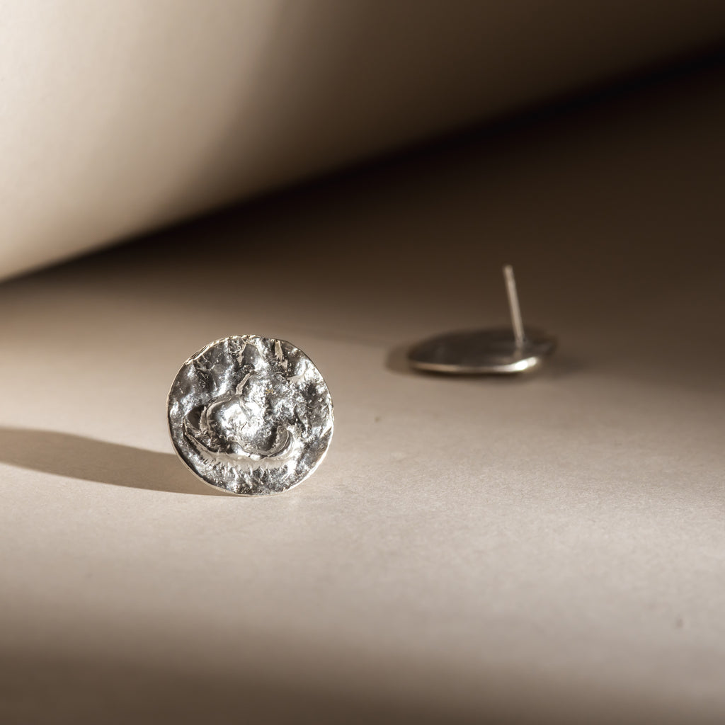 Sculptural and organic silver earrings