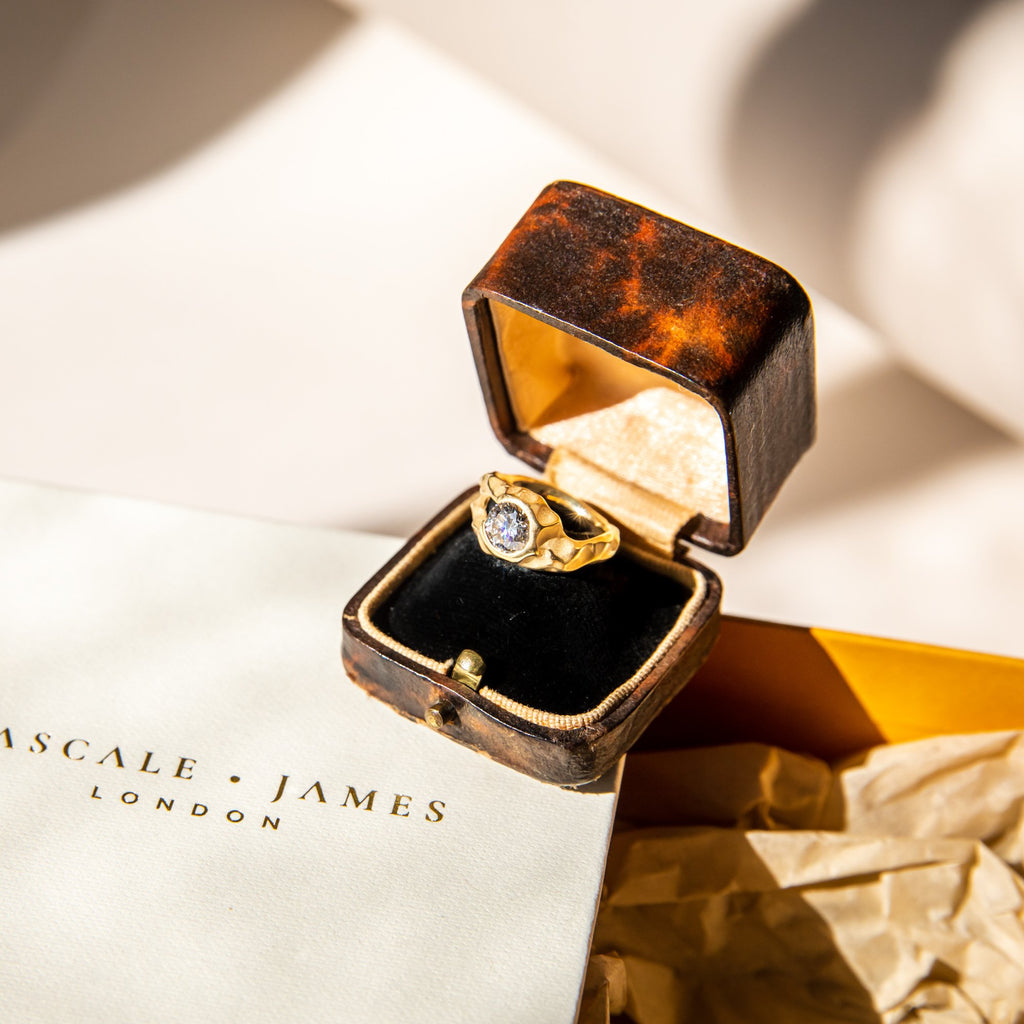 Sustainable and recycled jewellery packaging with antique ring box