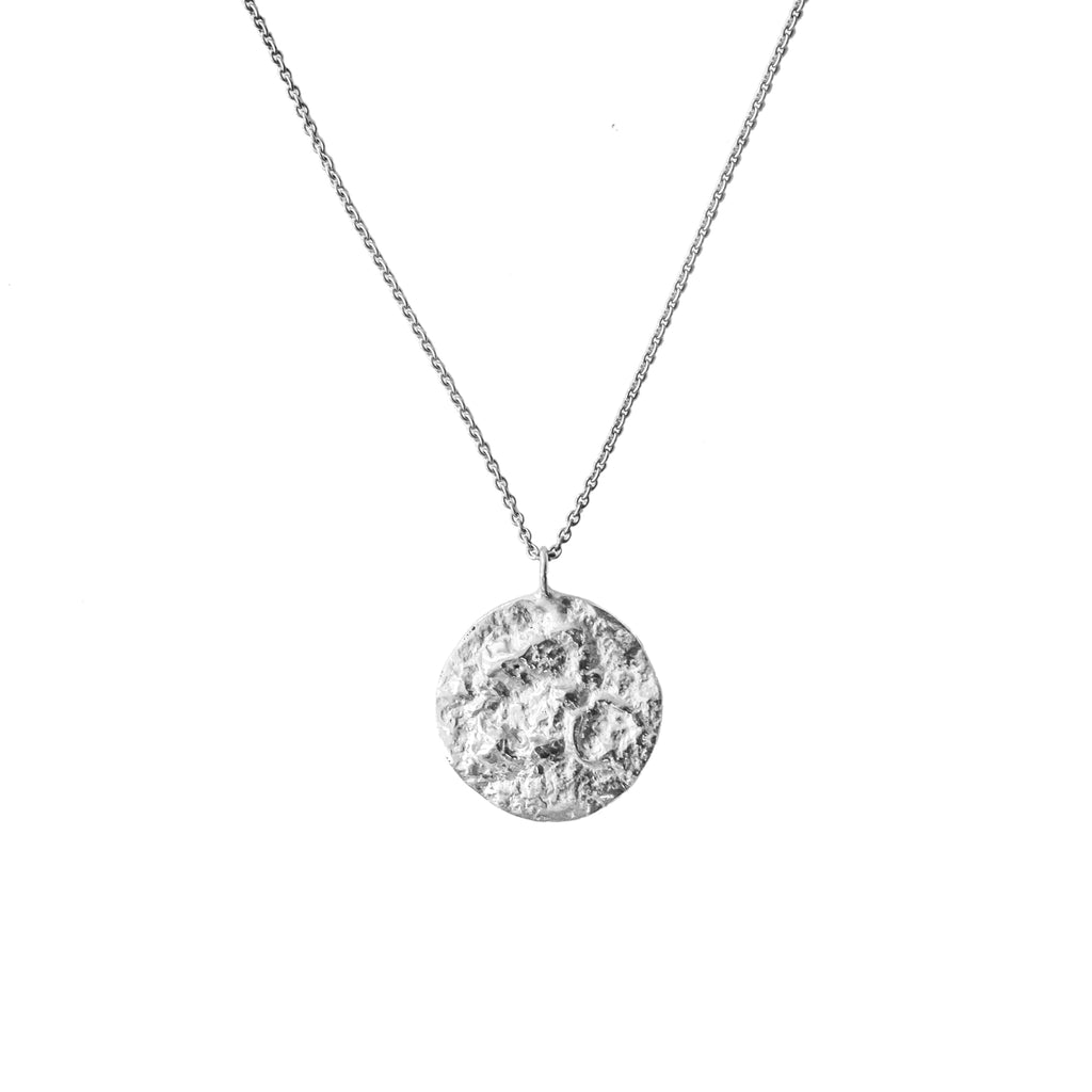 Recycled sterling silver moon pendant