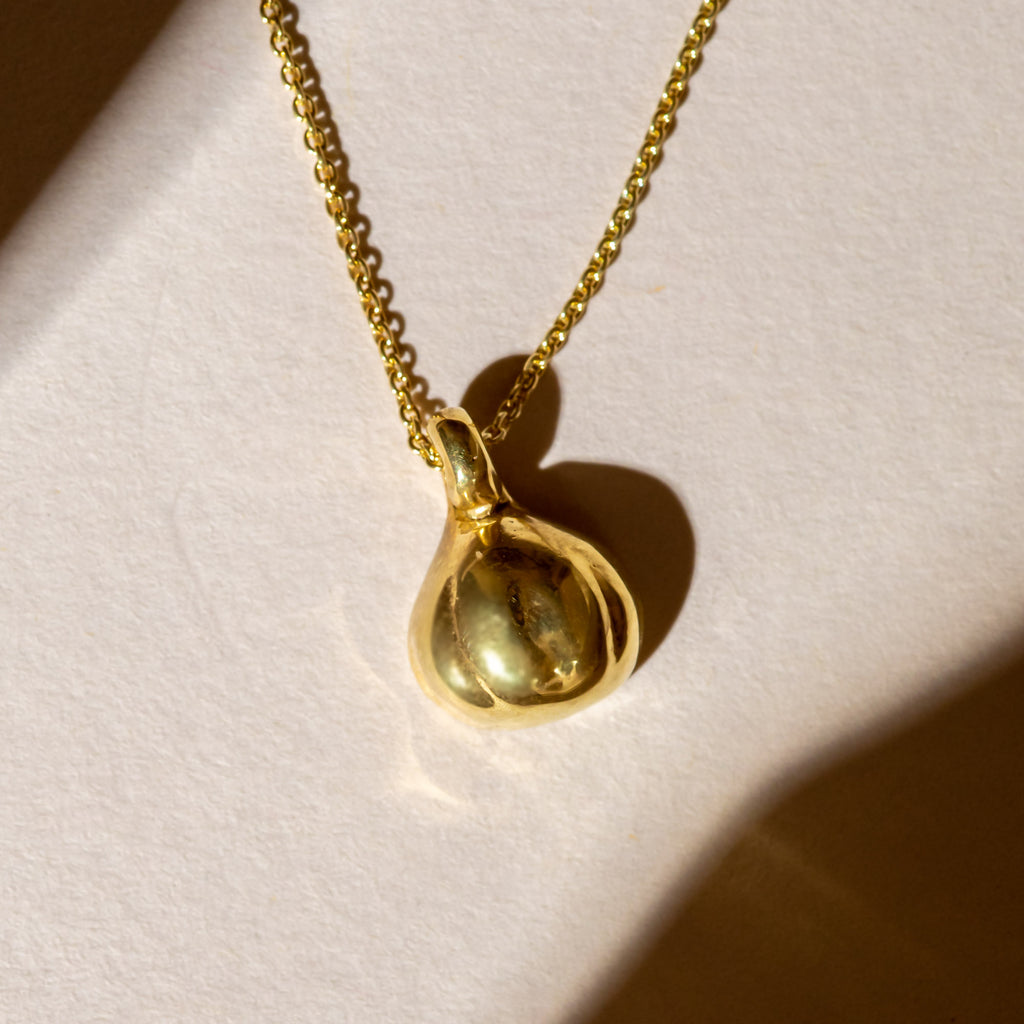 yellow gold fig pendant