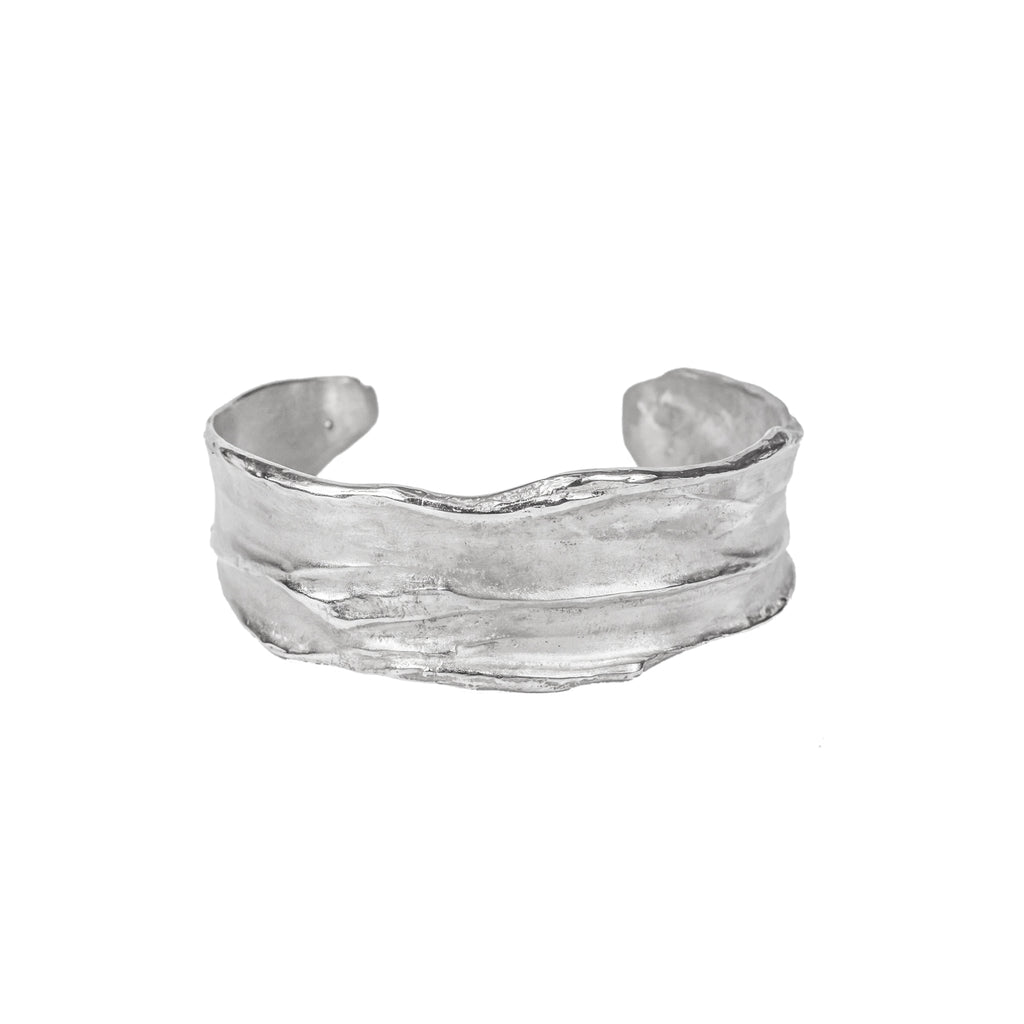 Recycled sterling silver cuff bangle 
