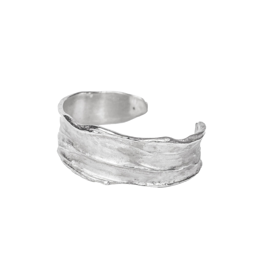 Recycled sterling silver cuff bangle 