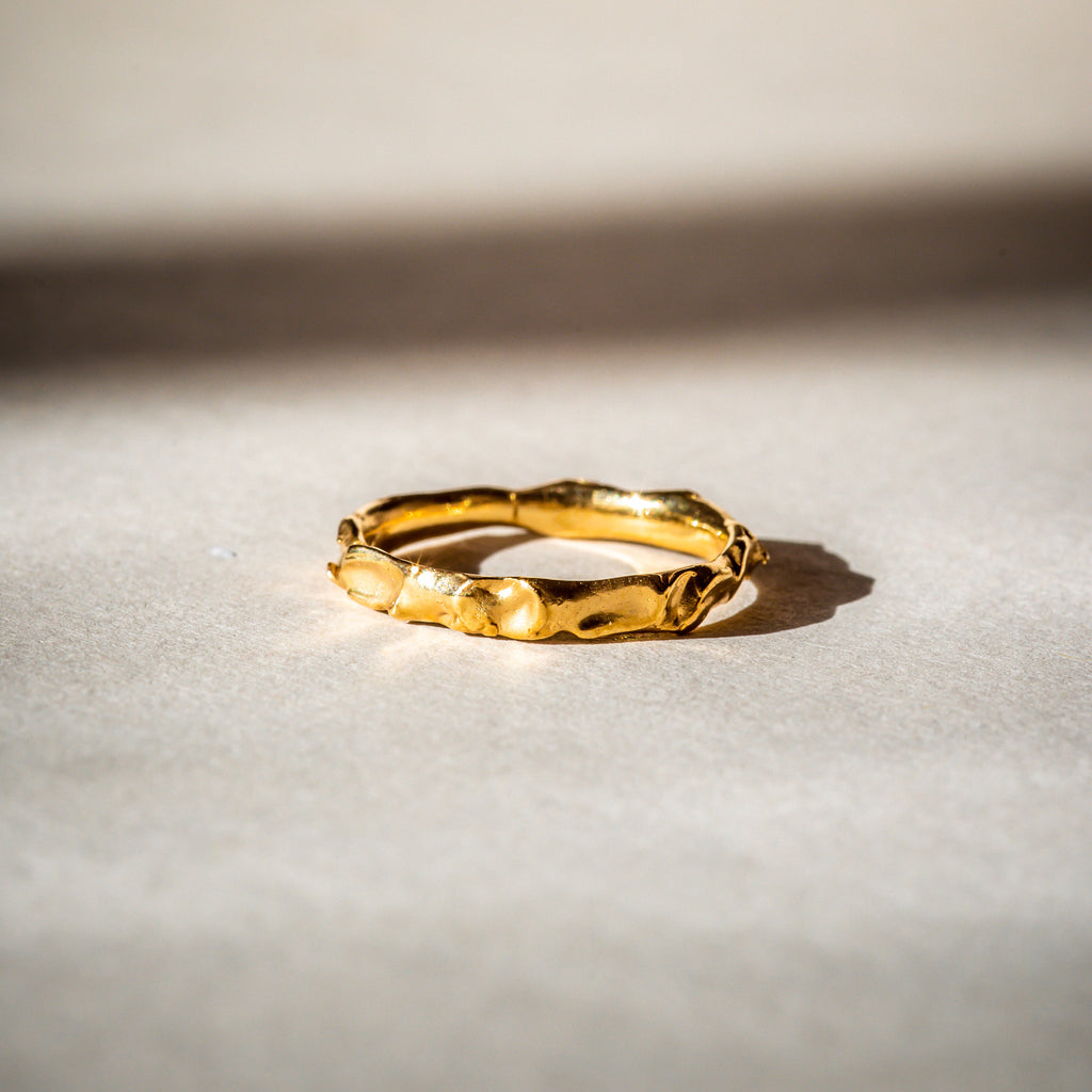 Organic textured 18ct  Fairtrade gold ring 