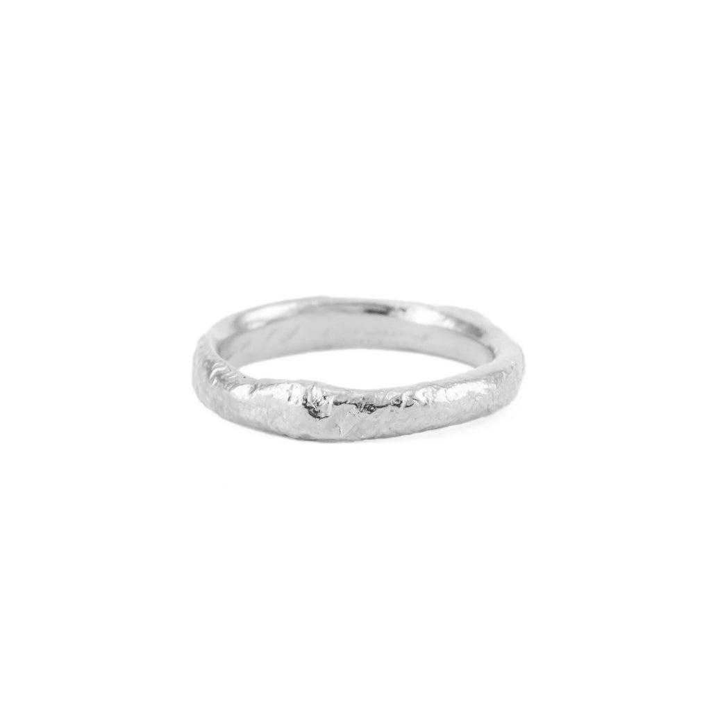 Recycled sterling silver textured wedding band ring