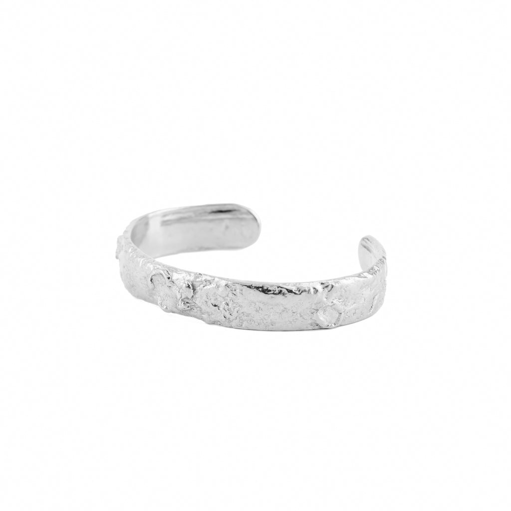Chunky recycled sterling silver bangle 