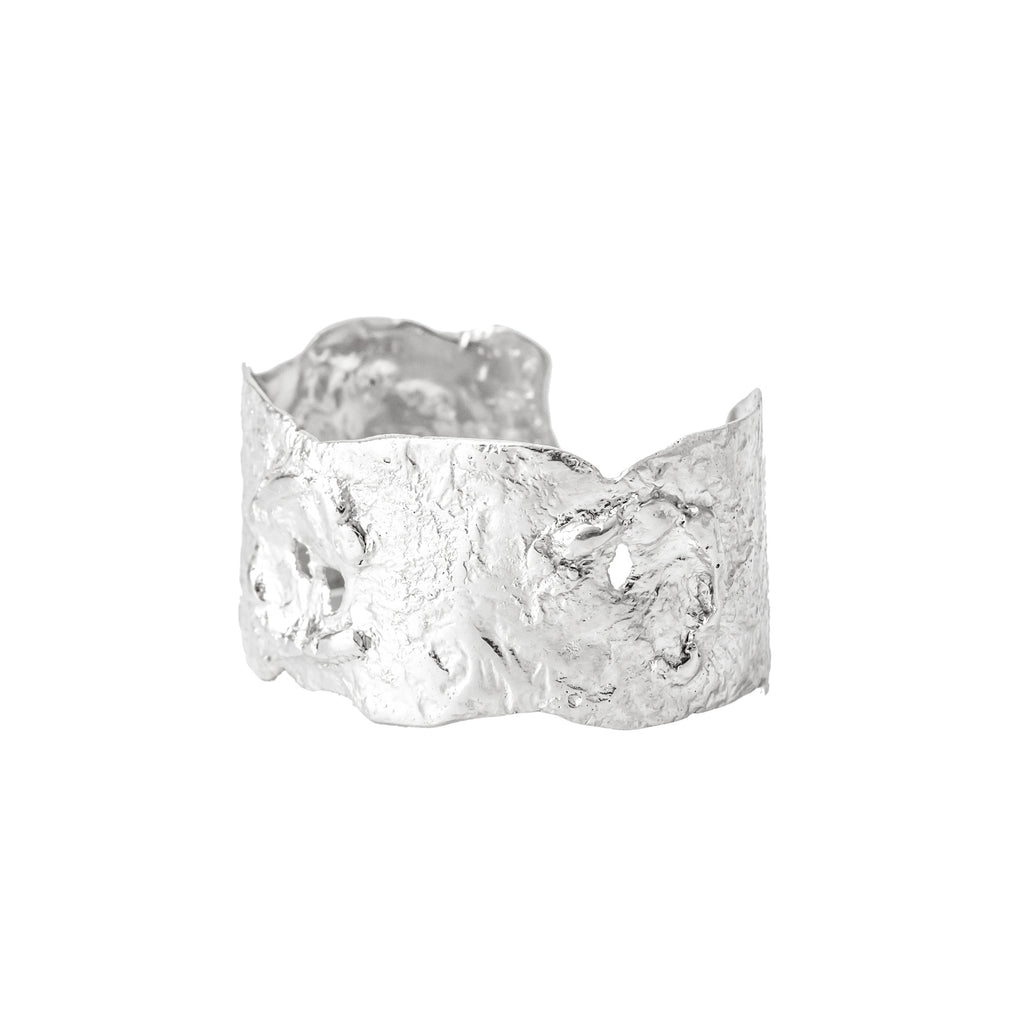 Textured chunky sterling silver cuff