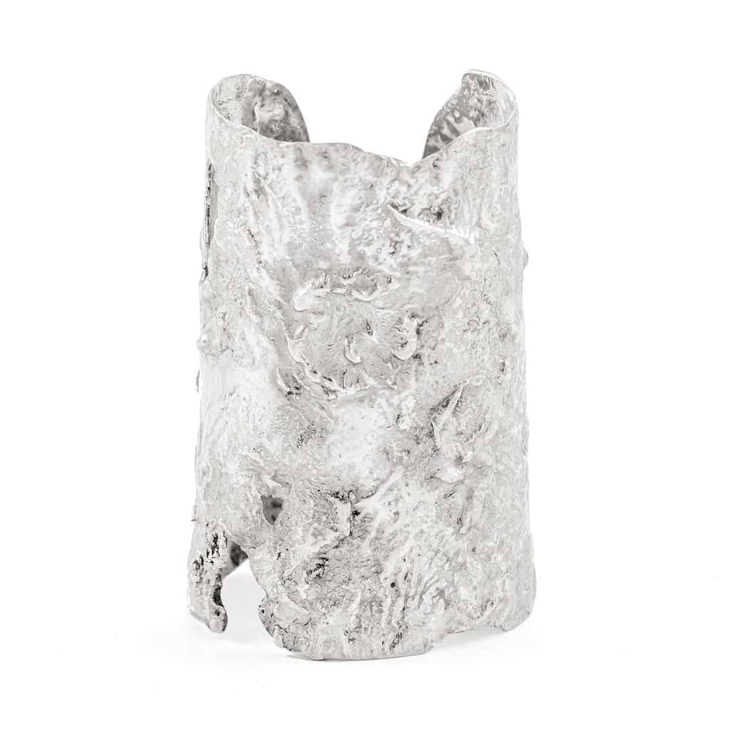 Extra large textured sterling silver cuff