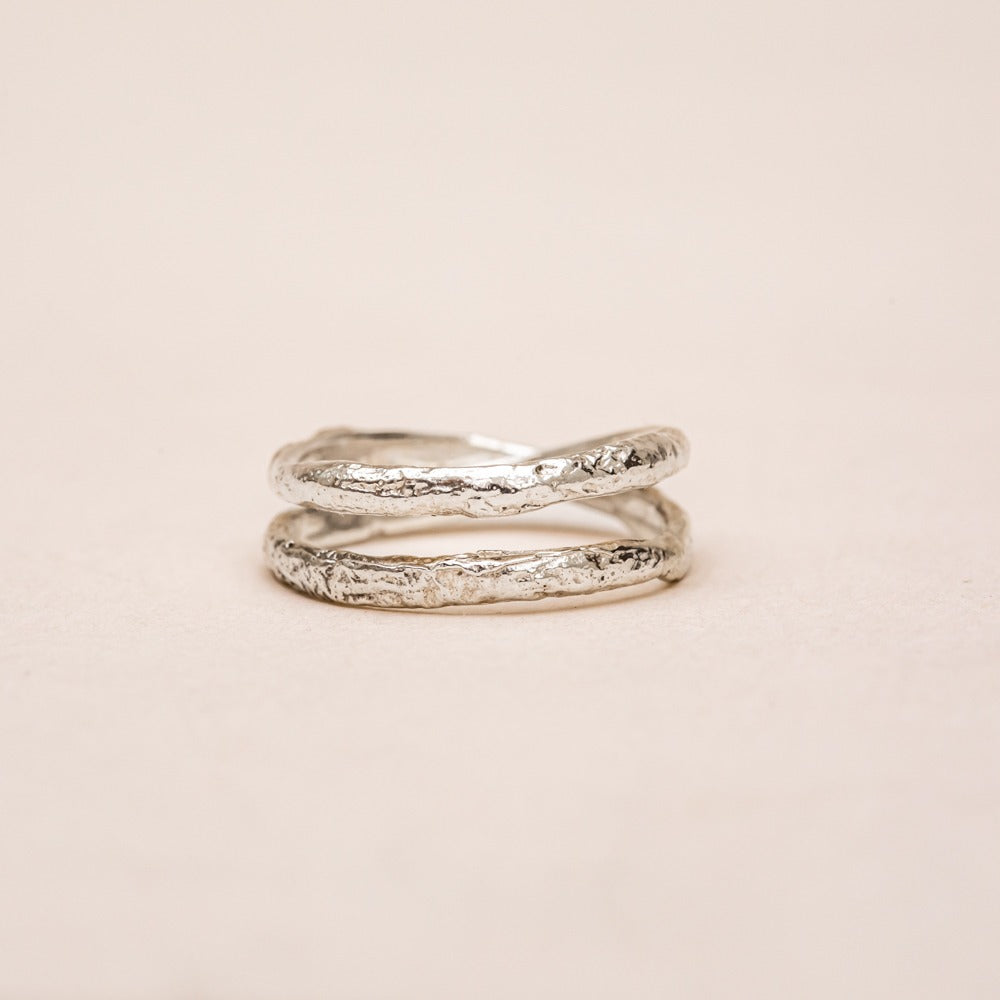 Double Glacial Band Sterling Silver